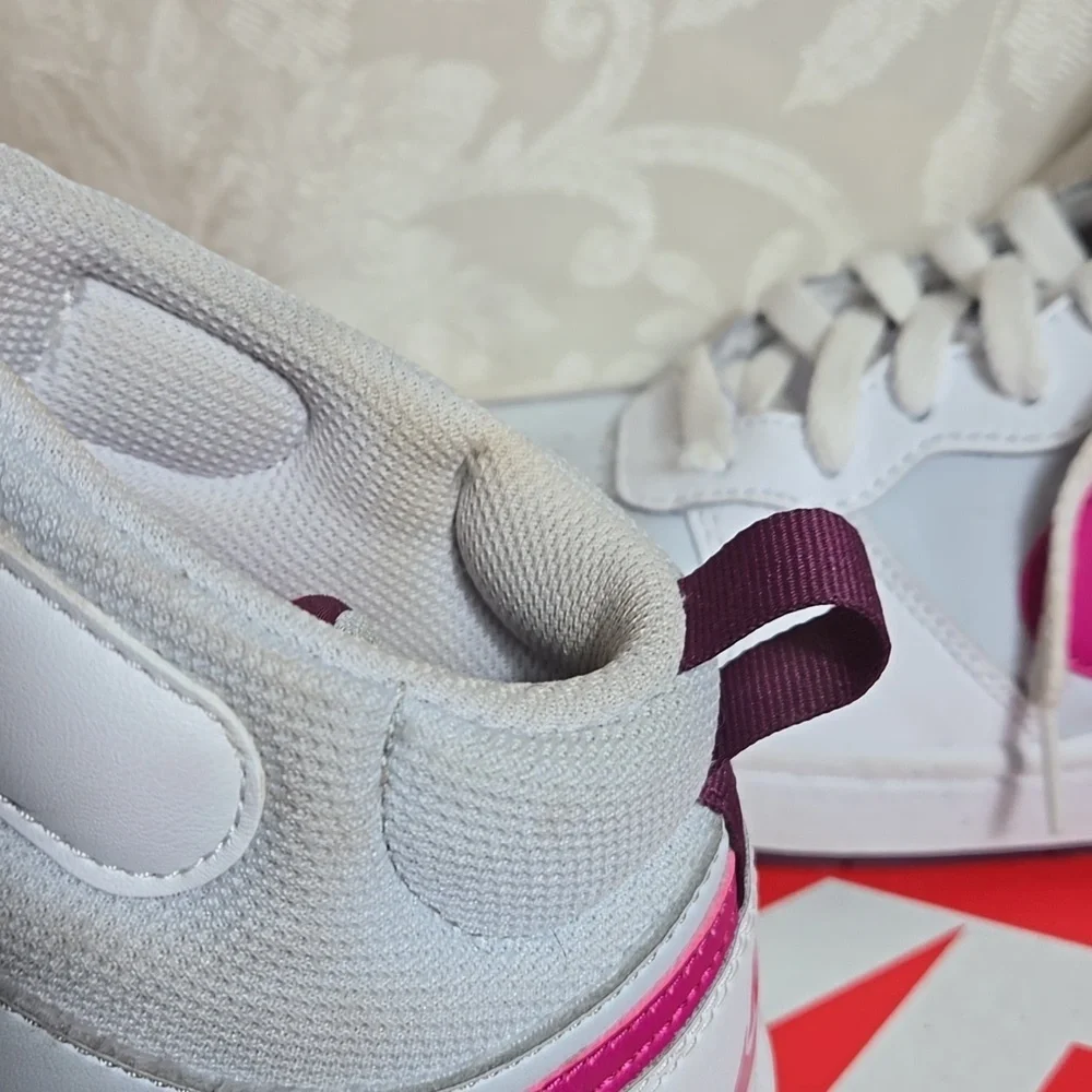 Nike Pink And White Court Borough Mid 2 Sneakers
